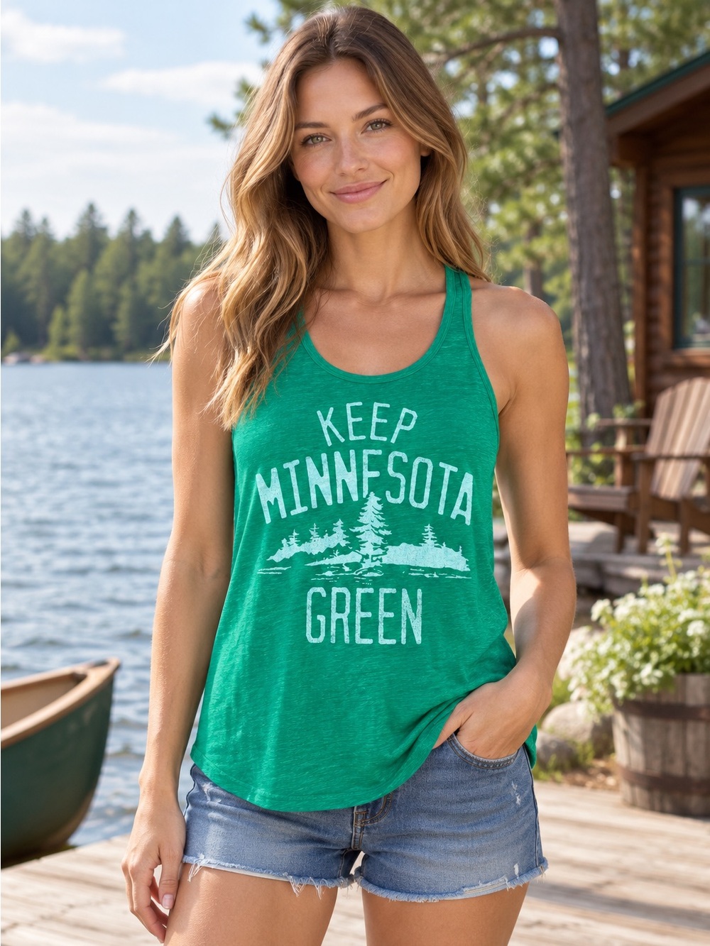 Local Pride Todd Snyder Keep Minnesota Green Racerback Tank Top XS